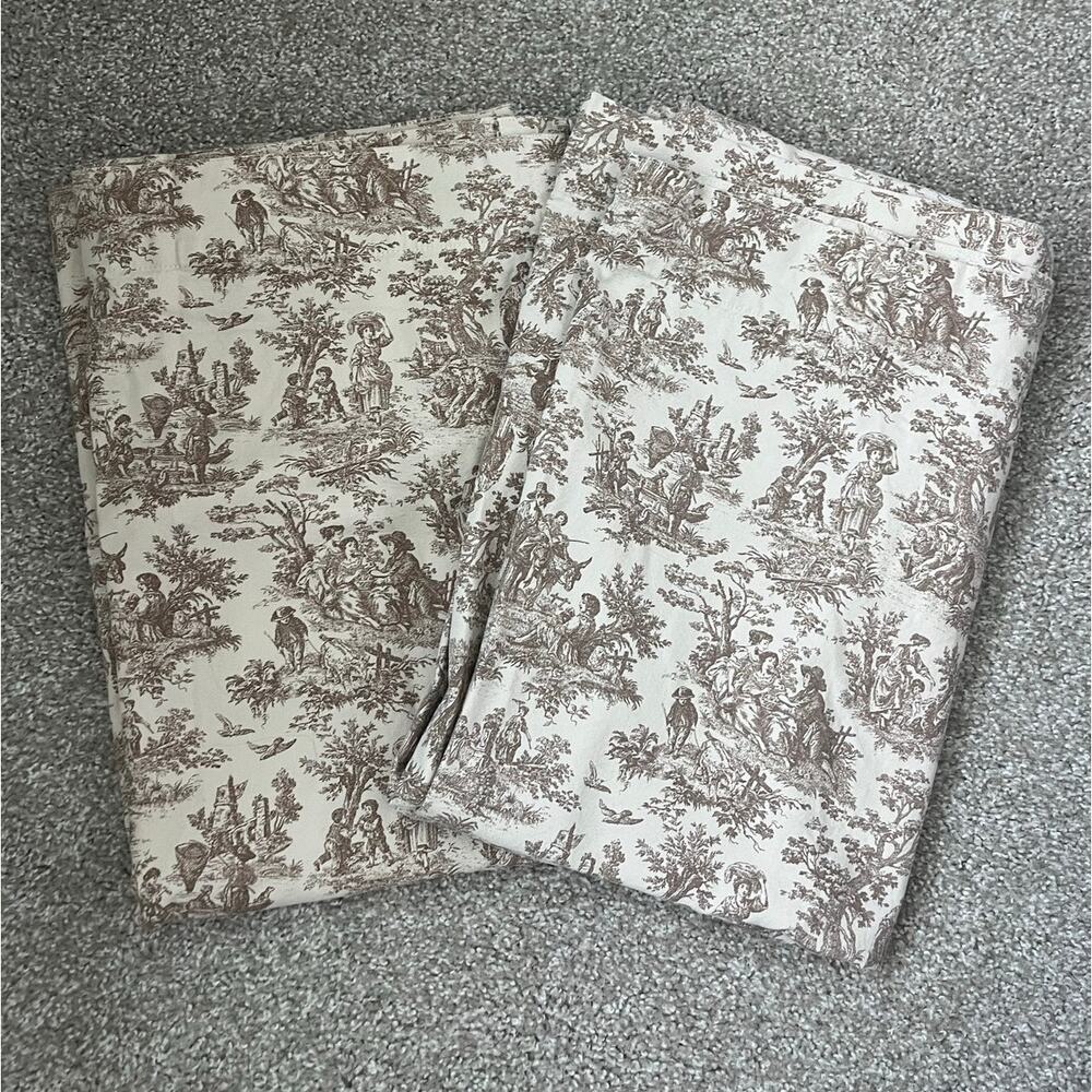 2 Waverly Curtain Panels Drapes Brown Toile French Country Old Money 76"x51"